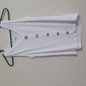 White Tank Top with Brown Buttons